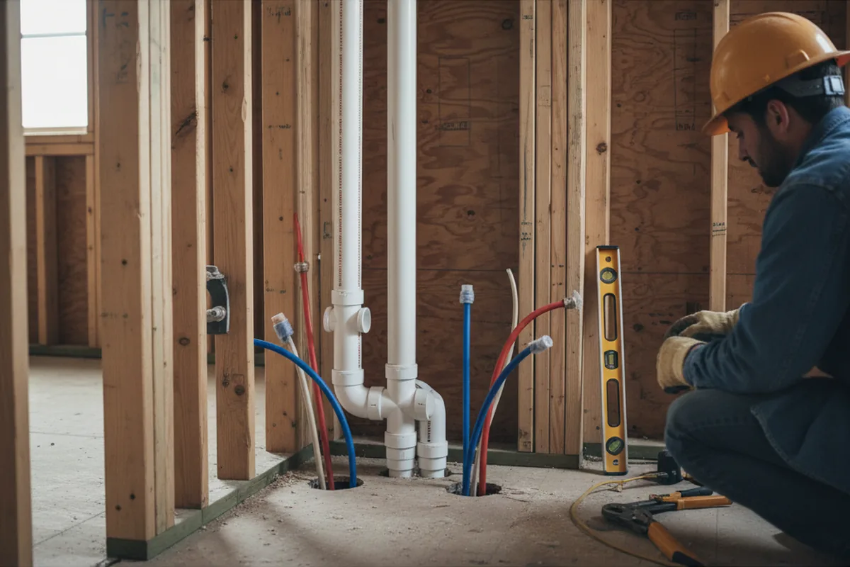 Drain and supply rough-in during Garbage Disposal Repair in Glen Rock