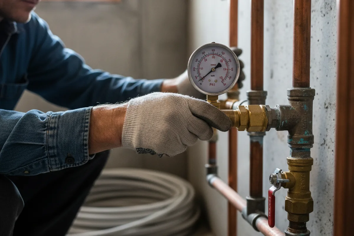 Pressure testing a repaired line during Water Line Repair in Glen Rock